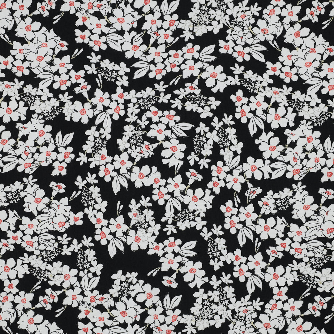 Viscose black flowers