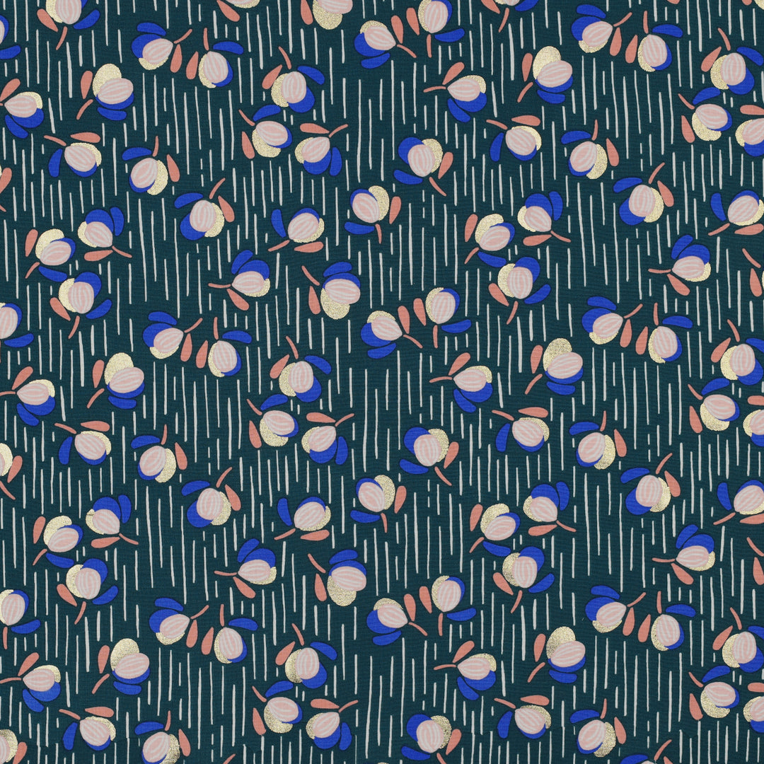 Viscose Petrol flowers