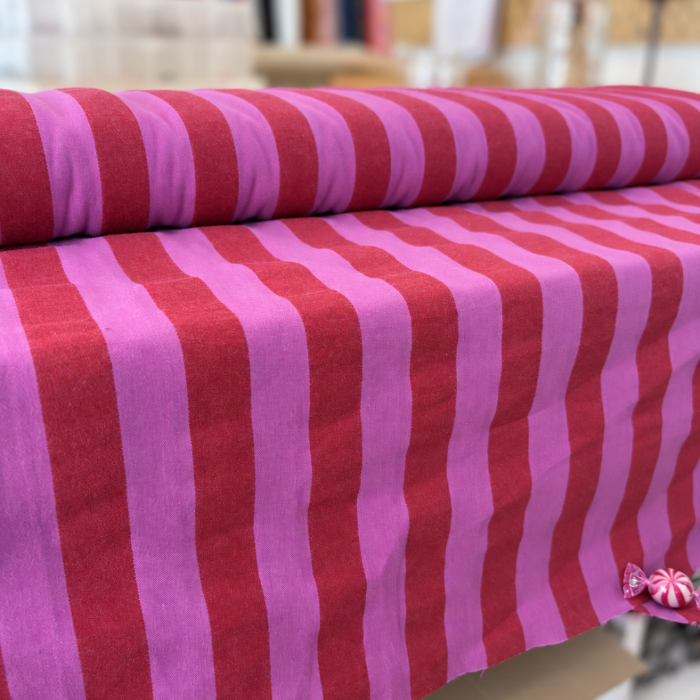 Coton seersucker fushia