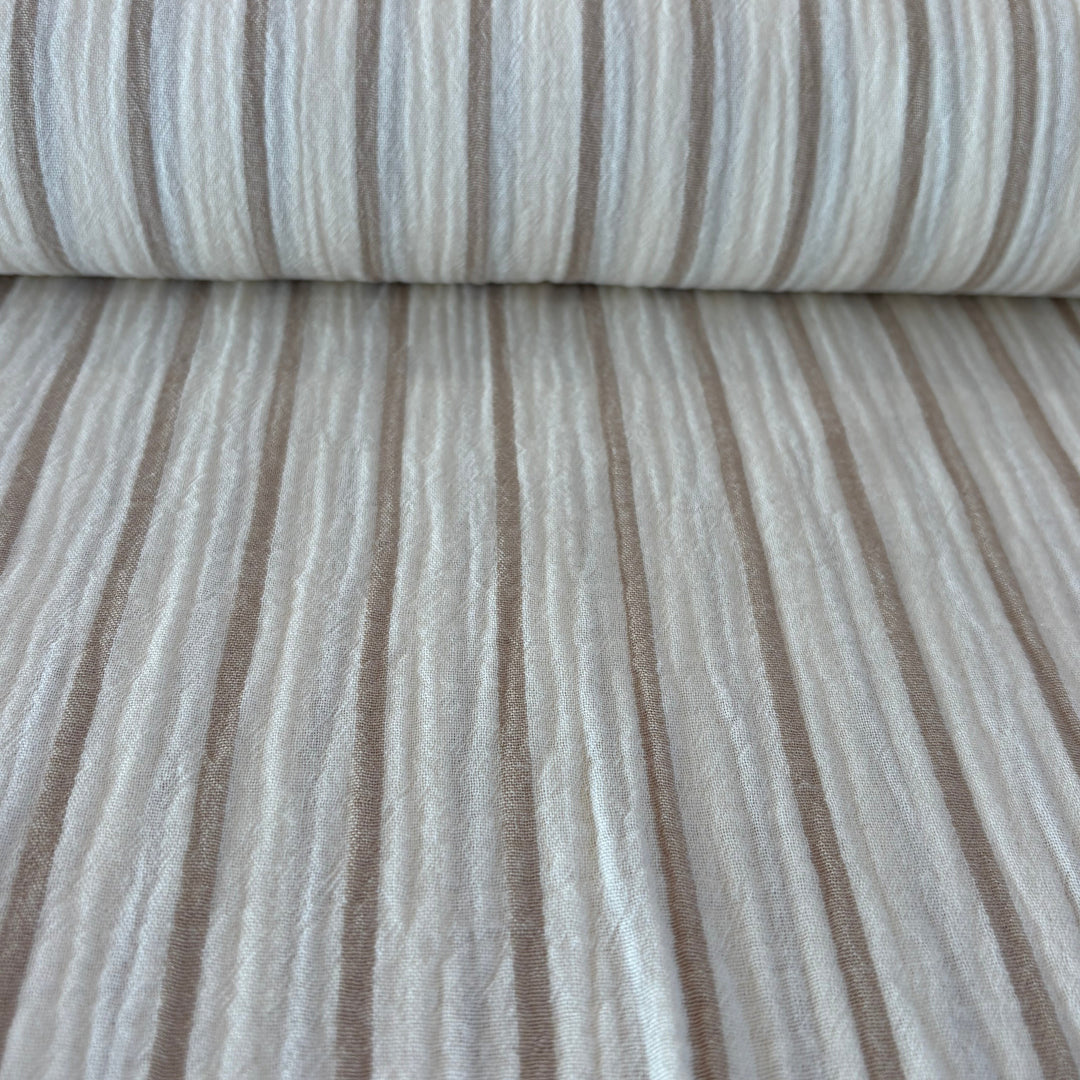 Double Gaze rayé beige