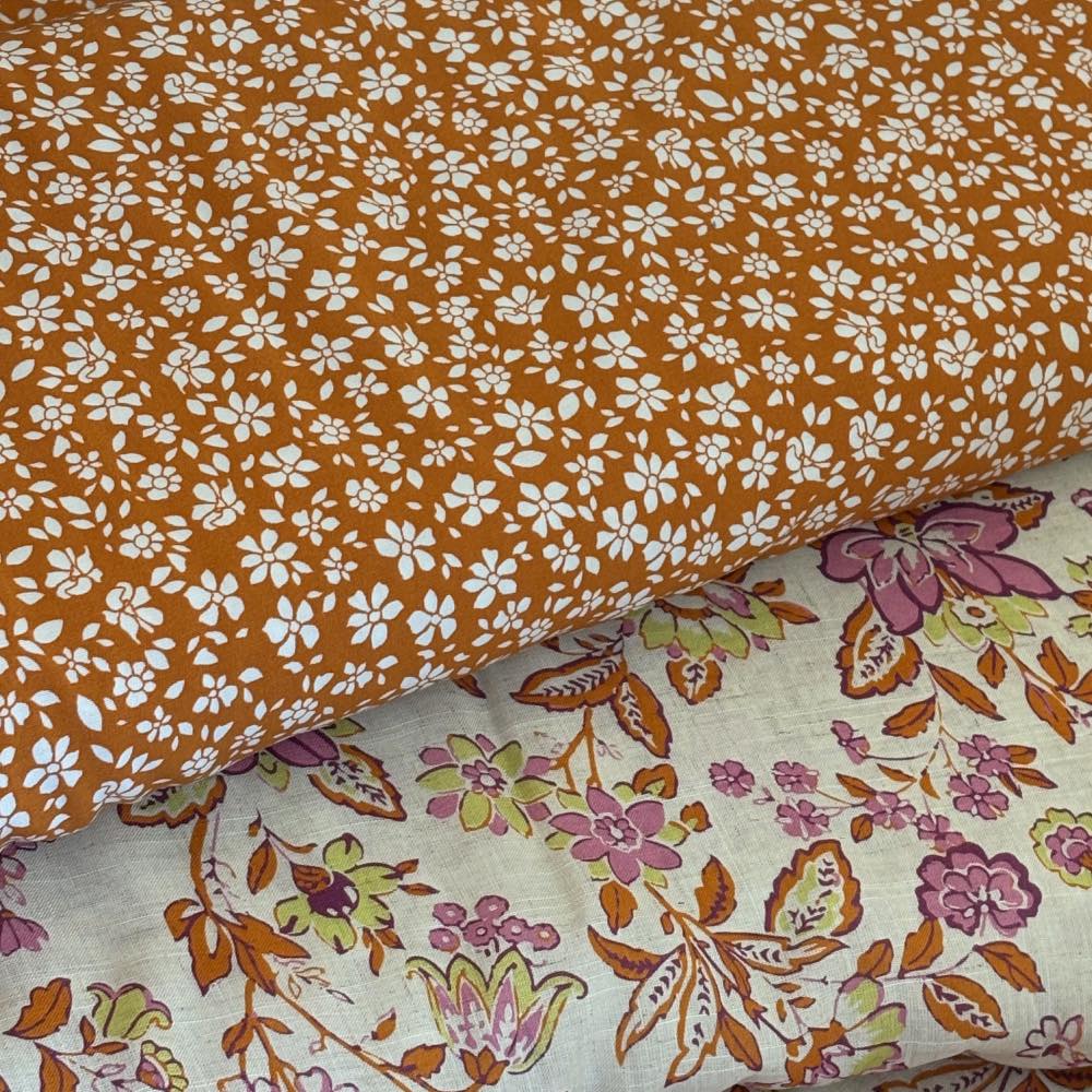 Viscose/lin fleurie