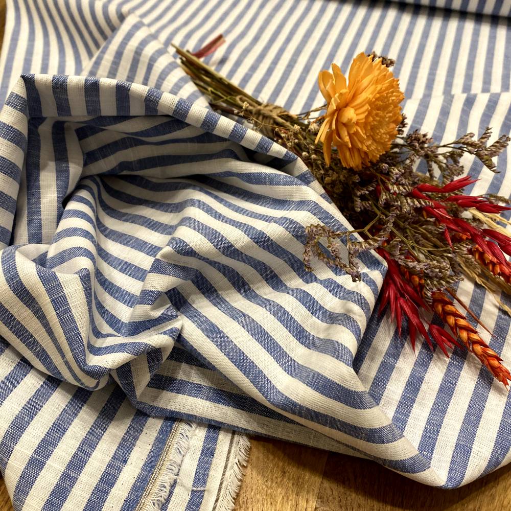 Coton rayé bleu