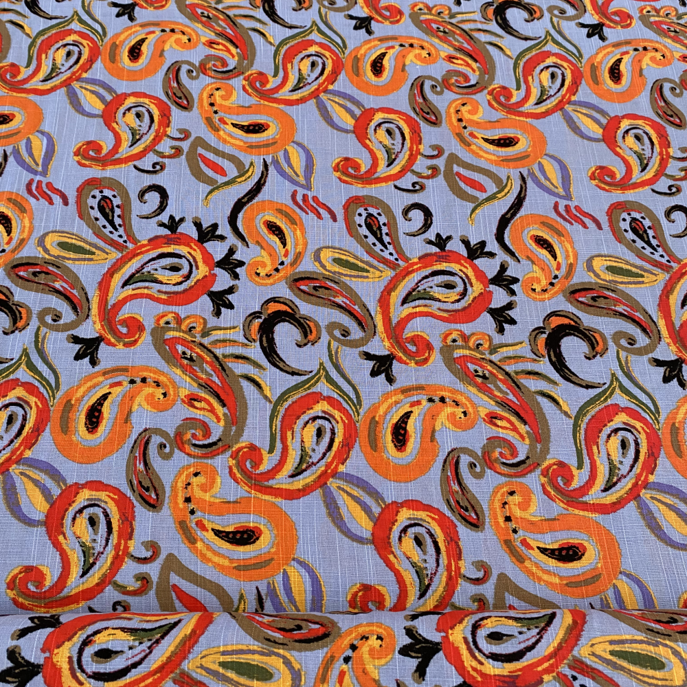 Coton viscose paisley lilas