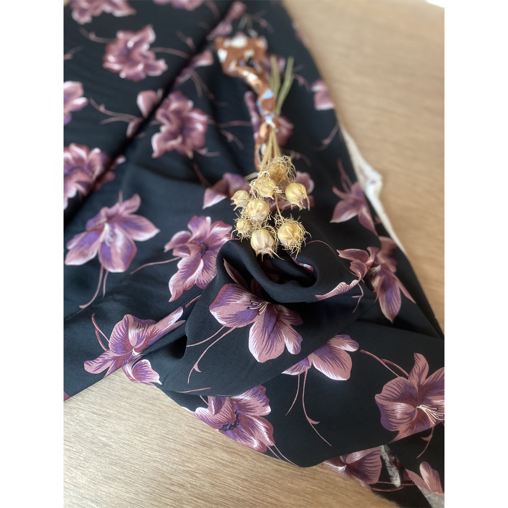 Viscose Fleurie Noir