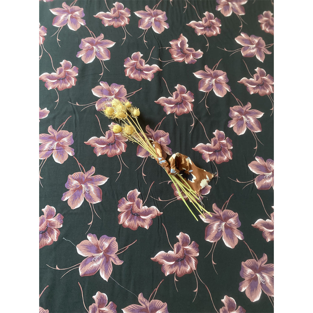 Viscose Fleurie Noir